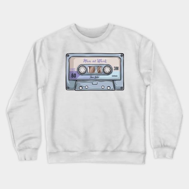 Men at Work Vintage Classic Cassette Tape Crewneck Sweatshirt by PowelCastStudio